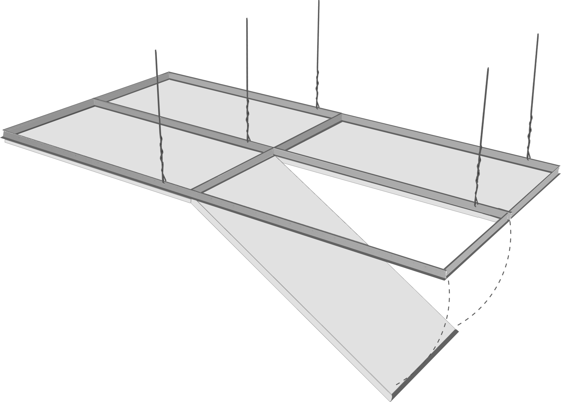 Diagram of a Techstyle swing down panel.