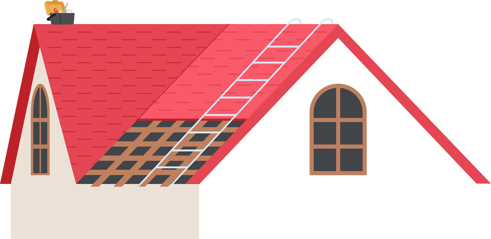 Illustration of a roof under construction