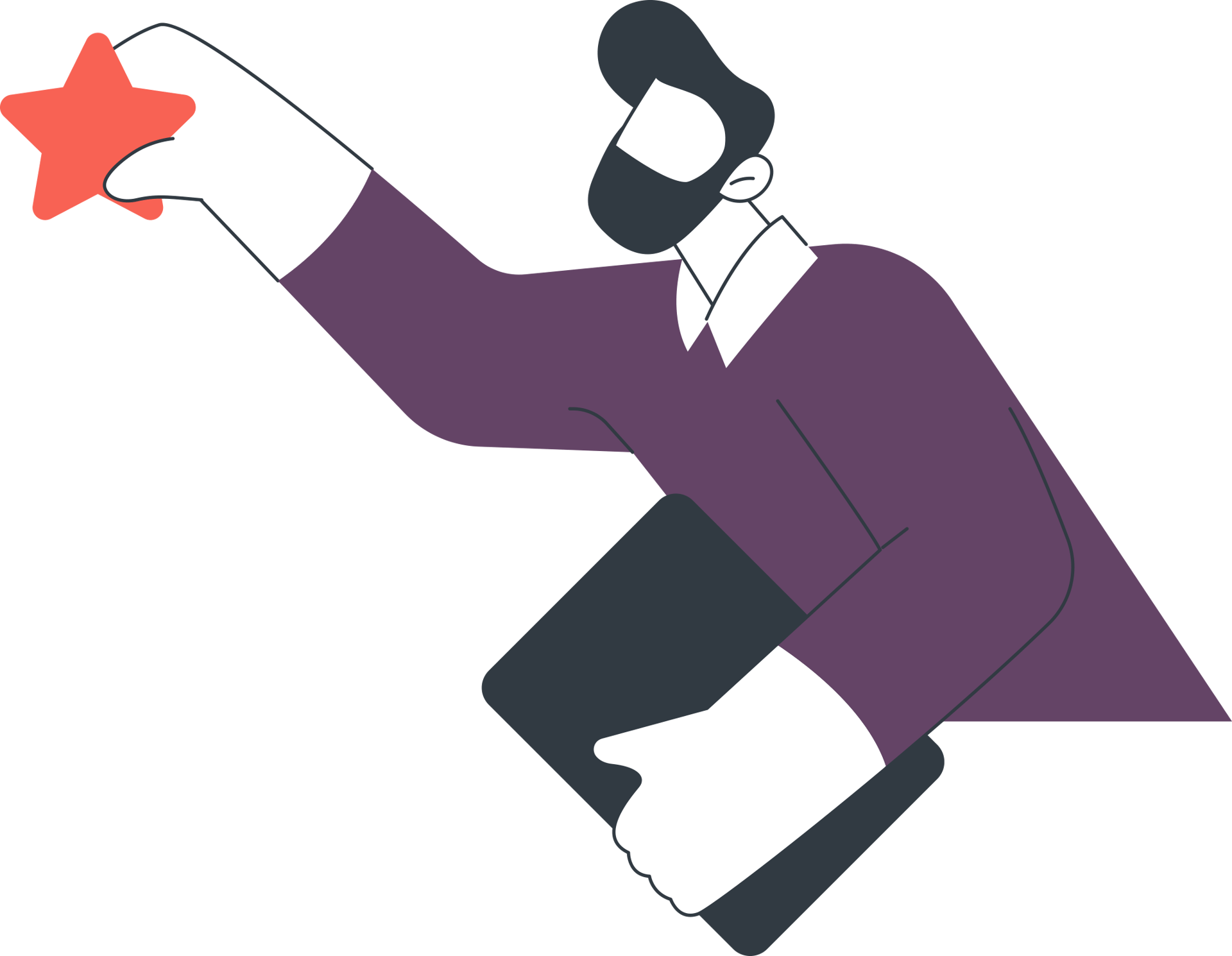 graphic of man lifting up a review star