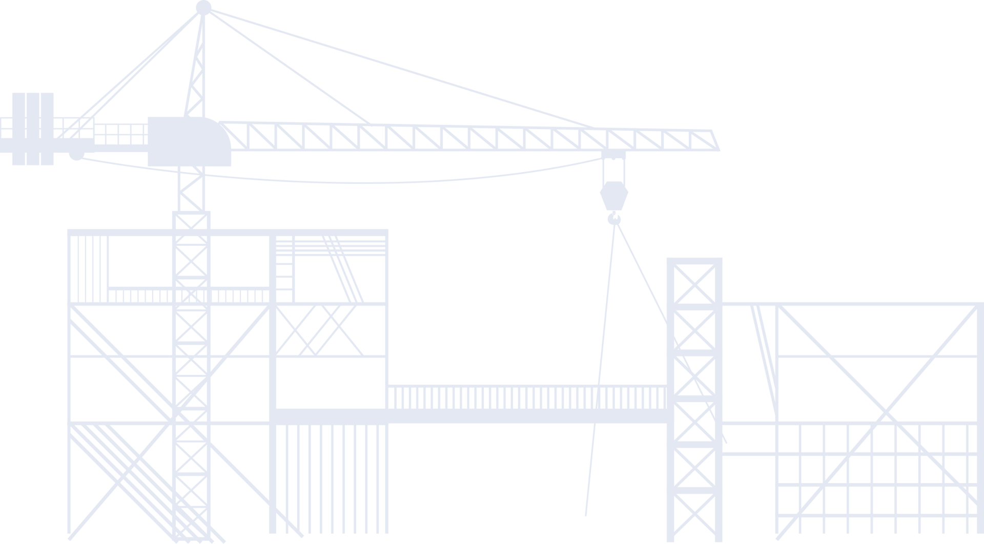 silhouette of building construction frame with prominent crane