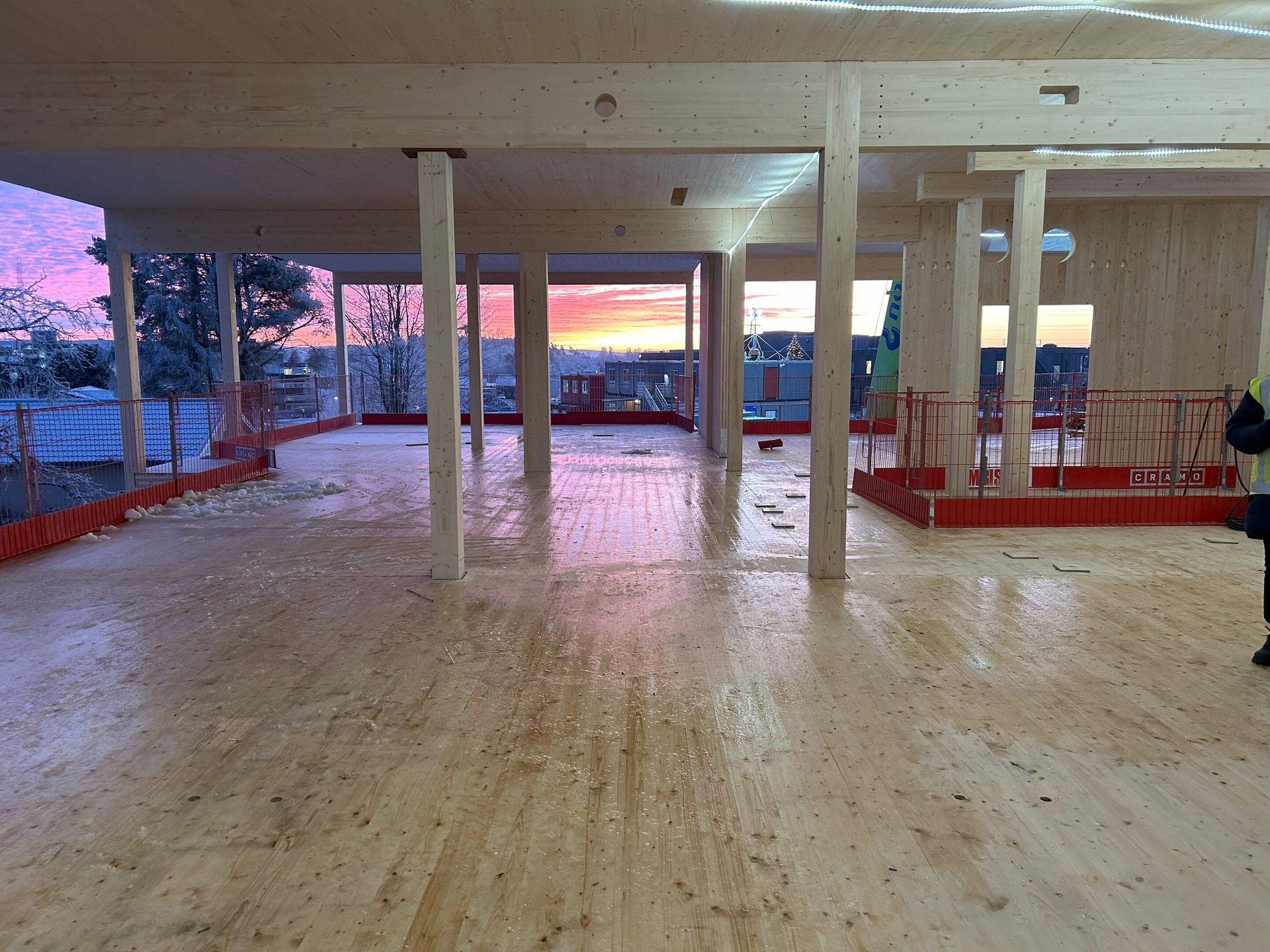 Composite material, Wood stain, Floor, Flooring, Ceiling, Column, Hall, Hardwood