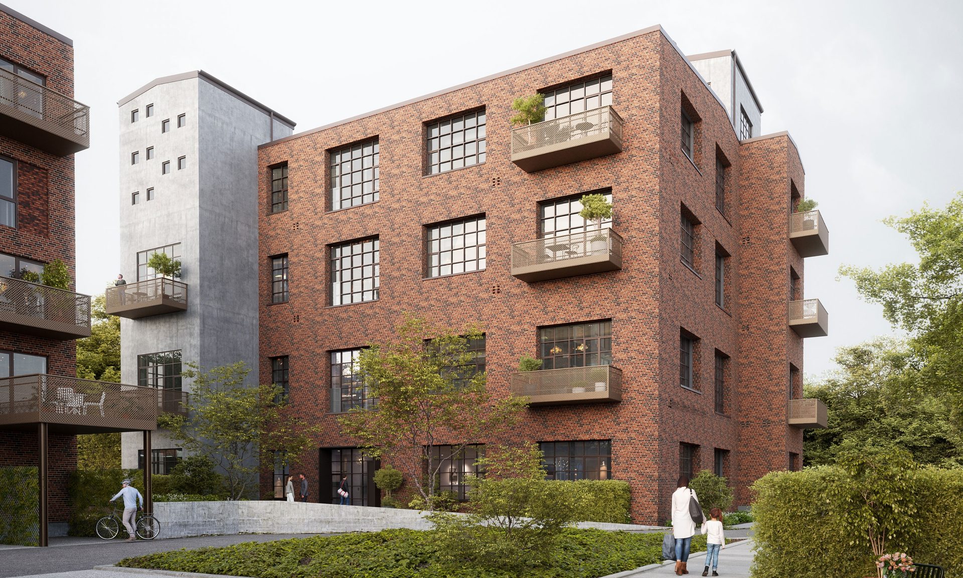Urban design, Tower block, Plant, Building, Property, Sky, Window, Tree, Grass, Brick