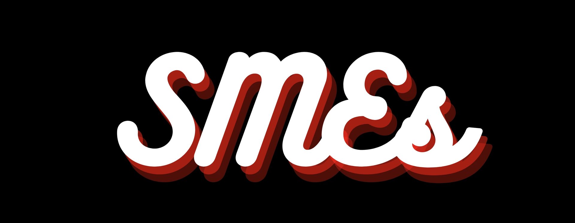 Stylized white "SMES" text with a red drop shadow on a black background.