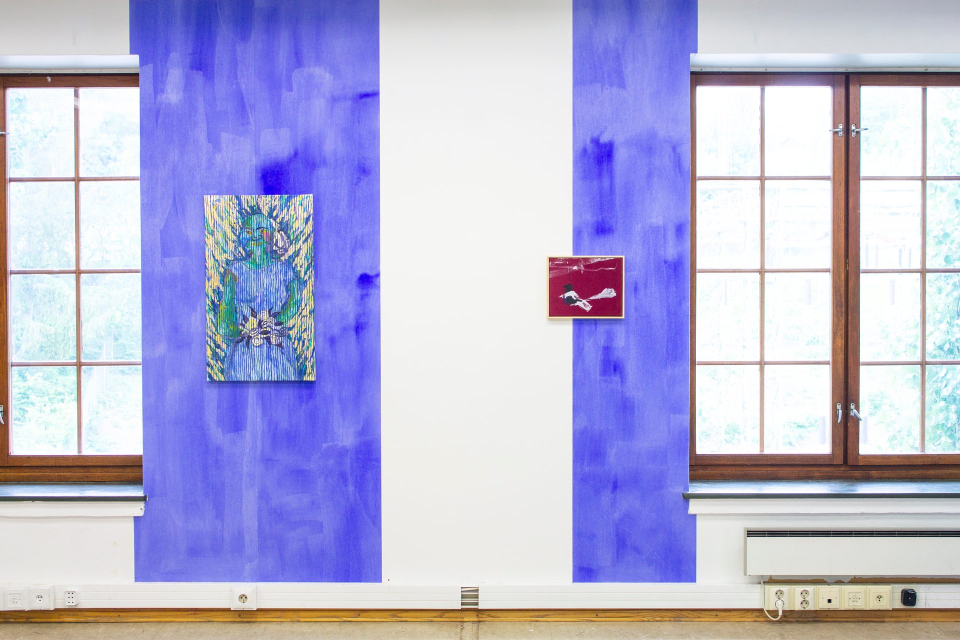 Window, Blue, Building, Paint, Azure, Fixture, Rectangle, Wood, Art