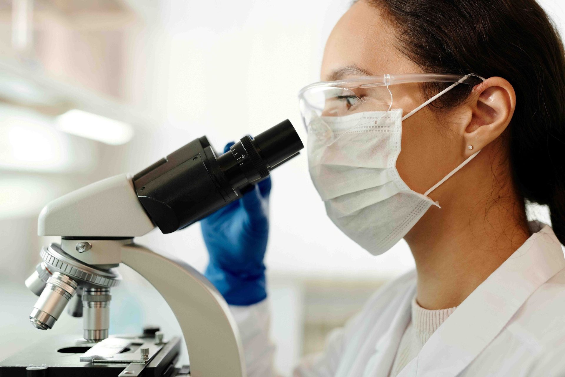 White coat, Scientific instrument, Laboratory equipment, Microscope, Scientist, Research, Chemist, Researcher