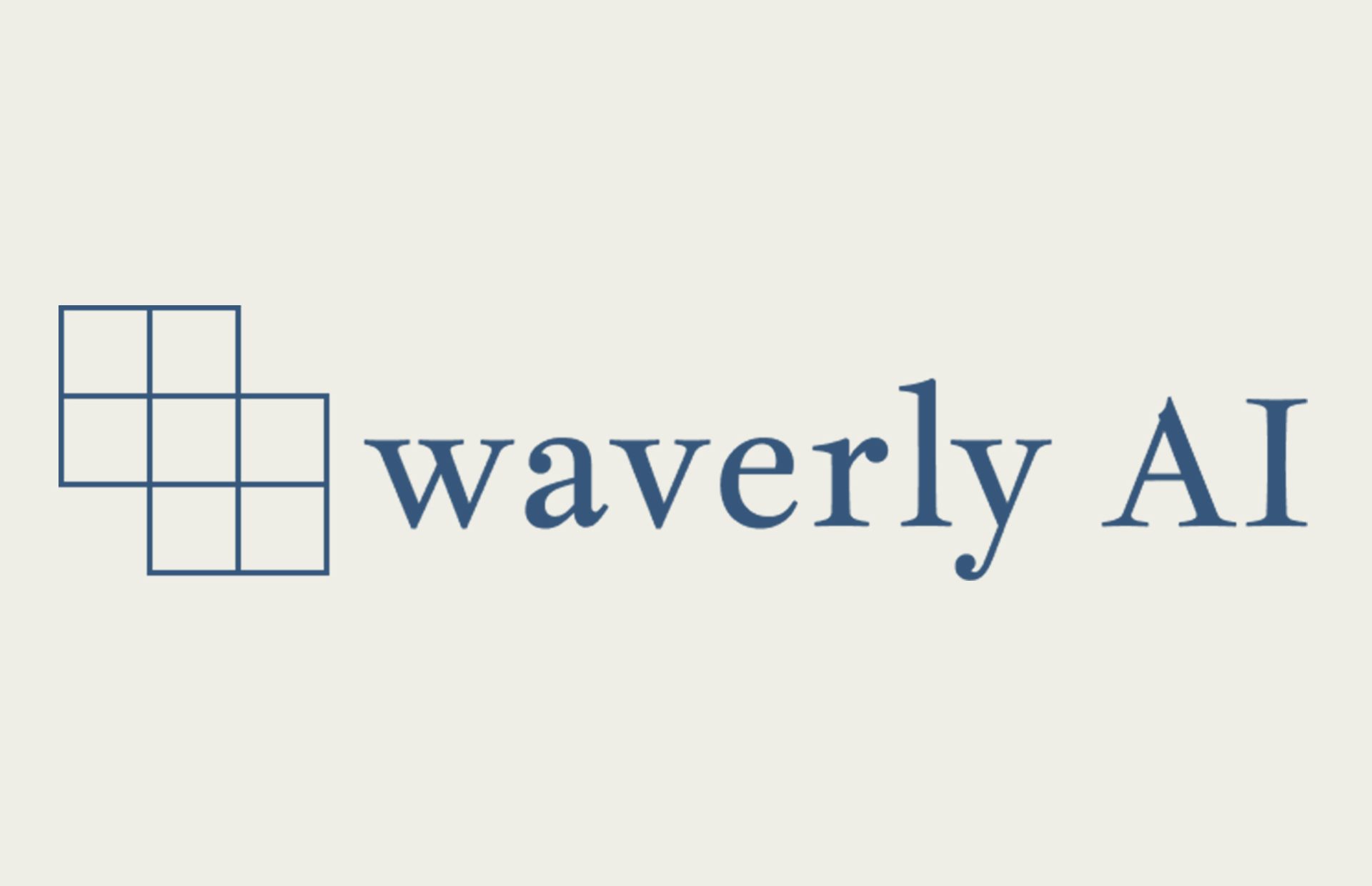 Waverly AI logo: blue geometric grid and company name 'waverly AI'.