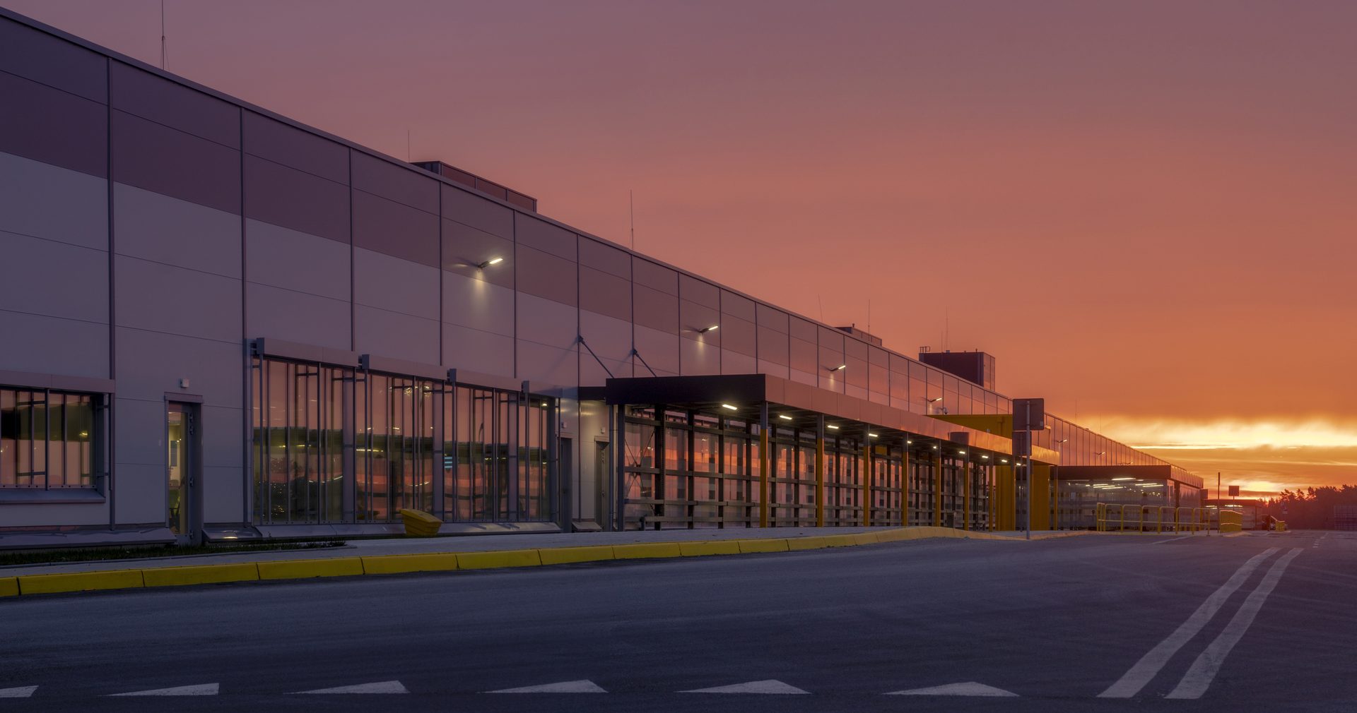 Sky, Building, Asphalt, Dusk