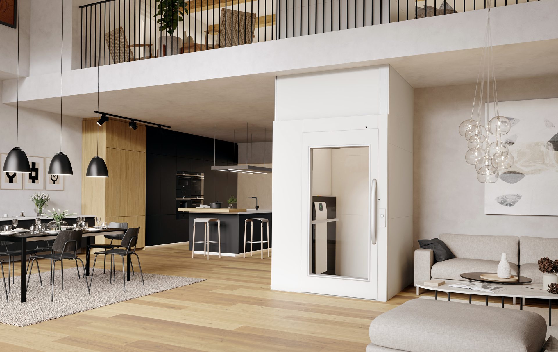 Living room, Interior design, Furniture, Property, White, Wood, Table, Flooring, Floor, Grey