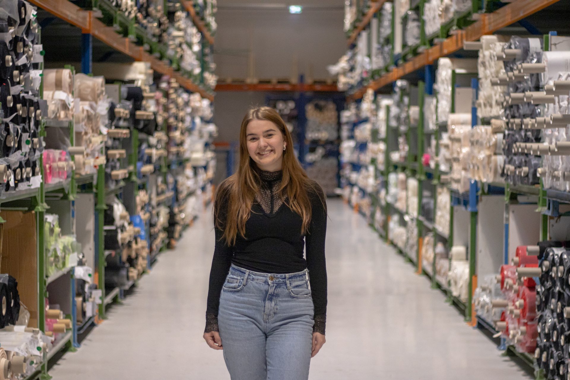 Facial expression, Smile, Denim, Retail