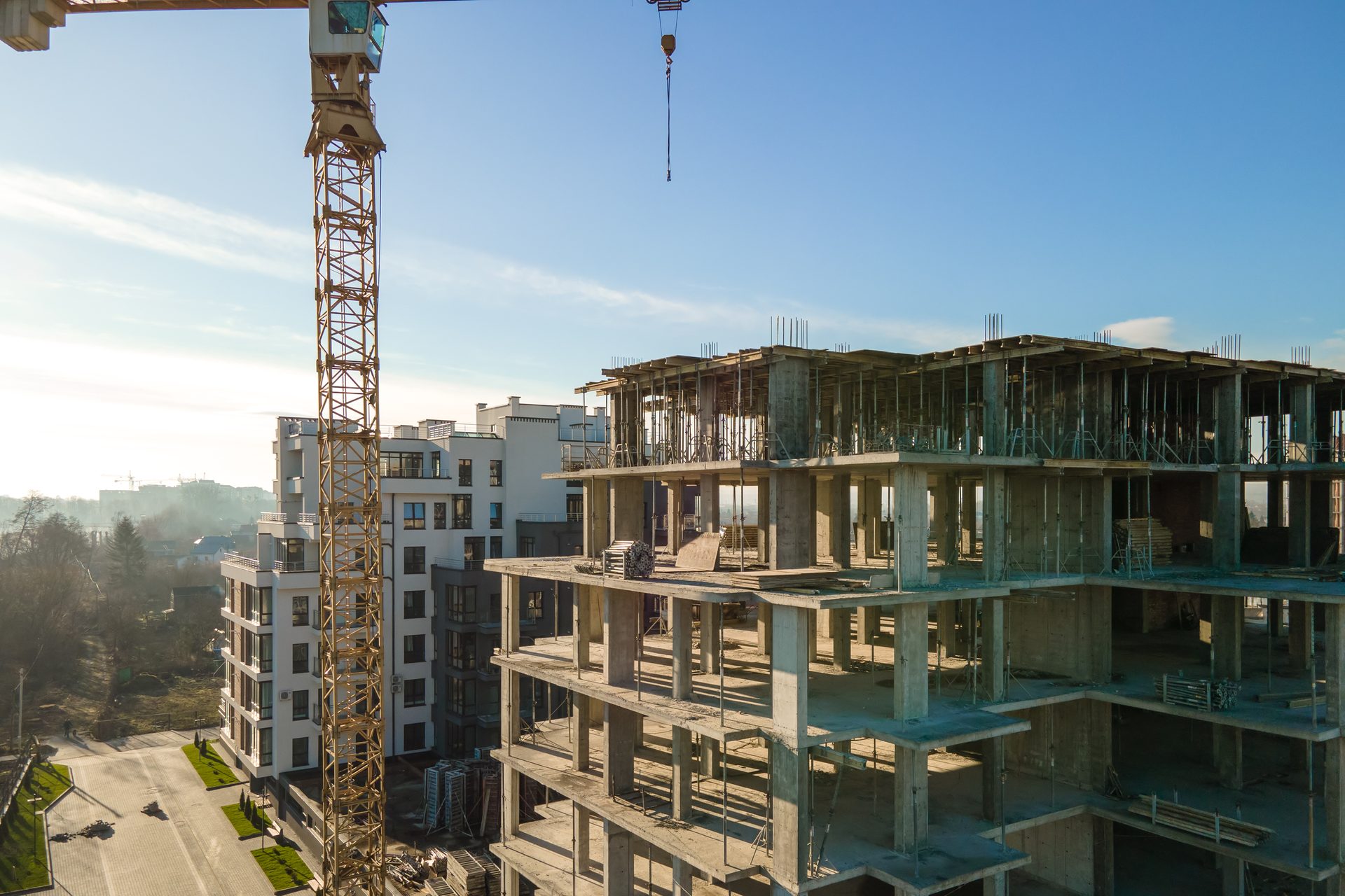 High-rise building, Residential area, Apartment, Neighbourhood, Condominium, Crane, Mixed-use