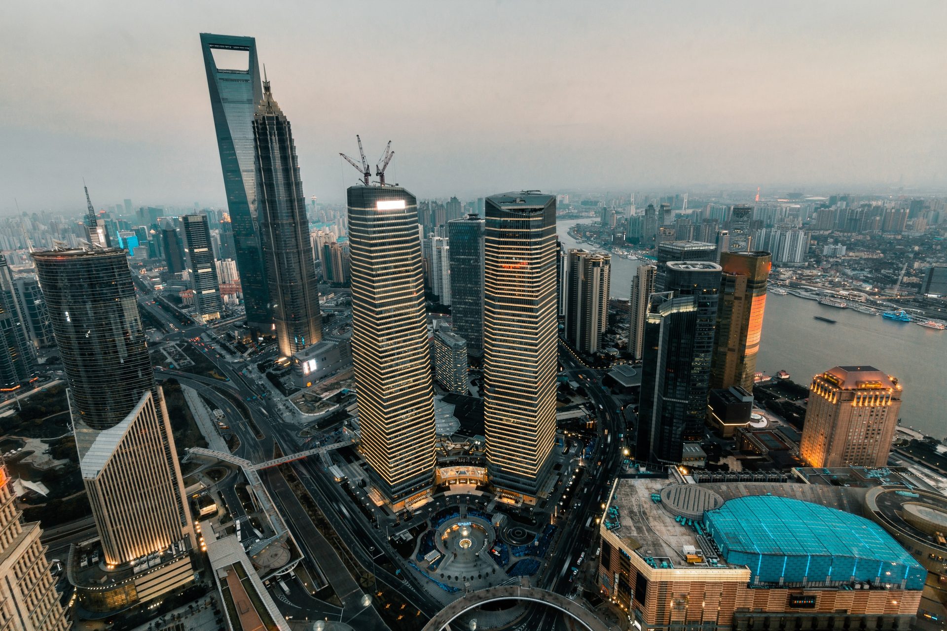 Tower block, Urban design, Skyscraper, Sky, Building, Water, Condominium, Dusk, World