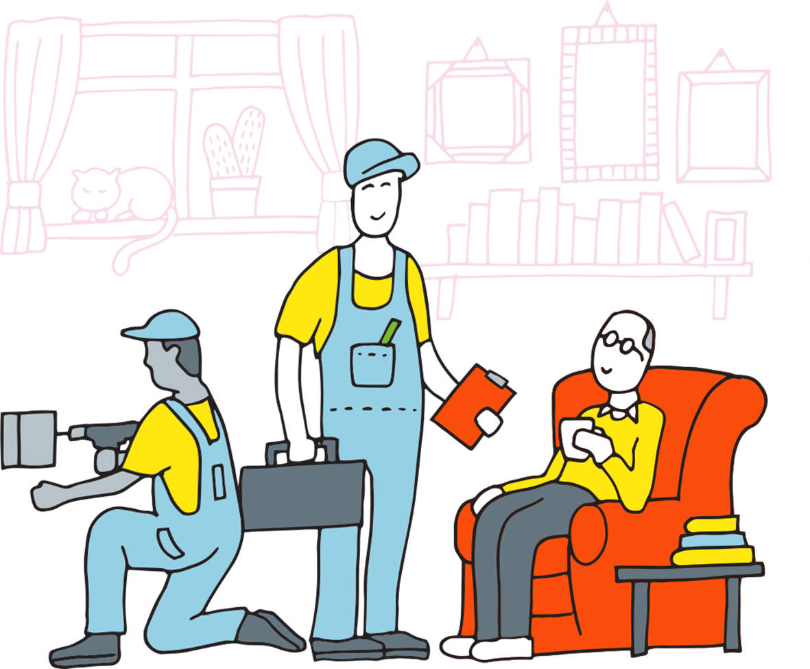 workers at persons home graphic