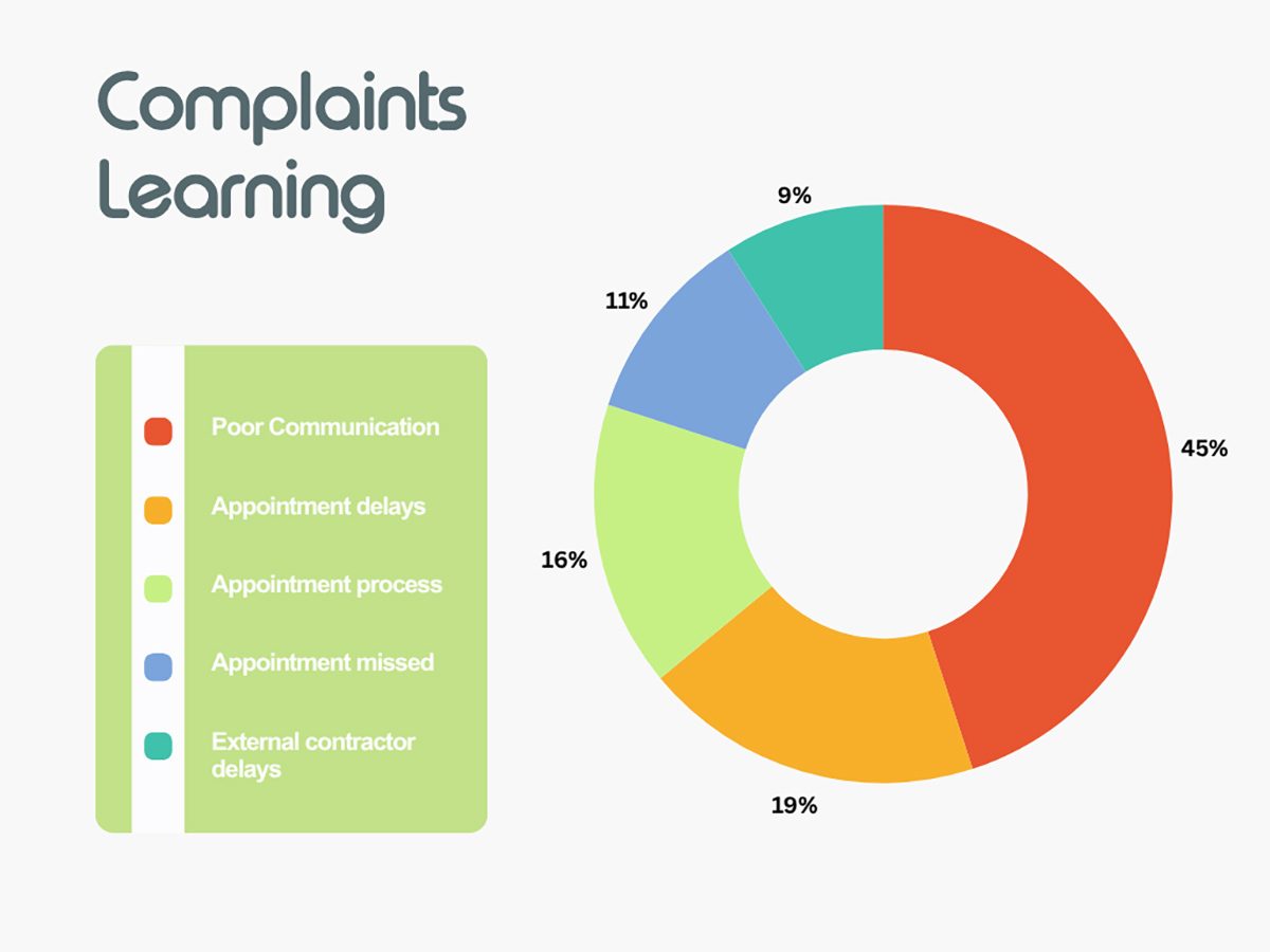 Pie chart if complaints learnings