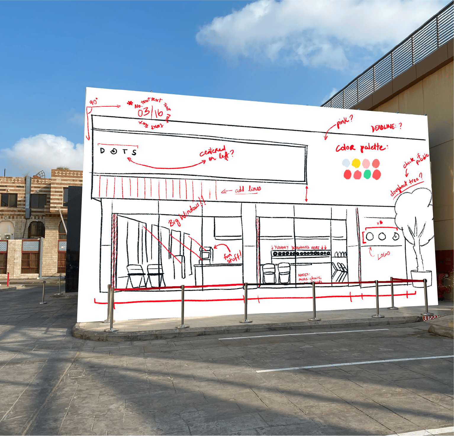 Road surface, Sky, Cloud, Asphalt, Building, Art