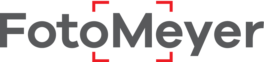 Dark gray FotoMeyer logo with red camera viewfinder graphic.