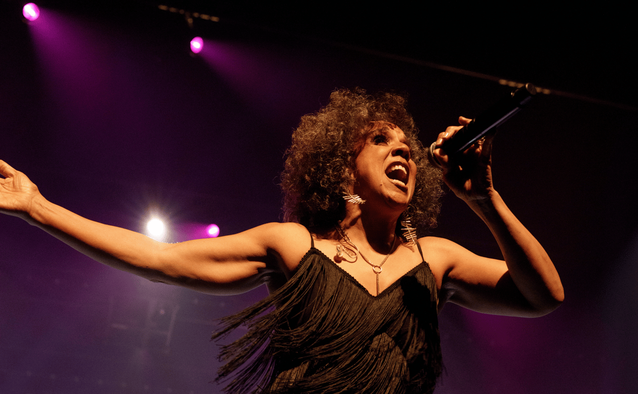 Public address system, Human body, Music artist, Microphone, Arm, Musician, Concert, Purple