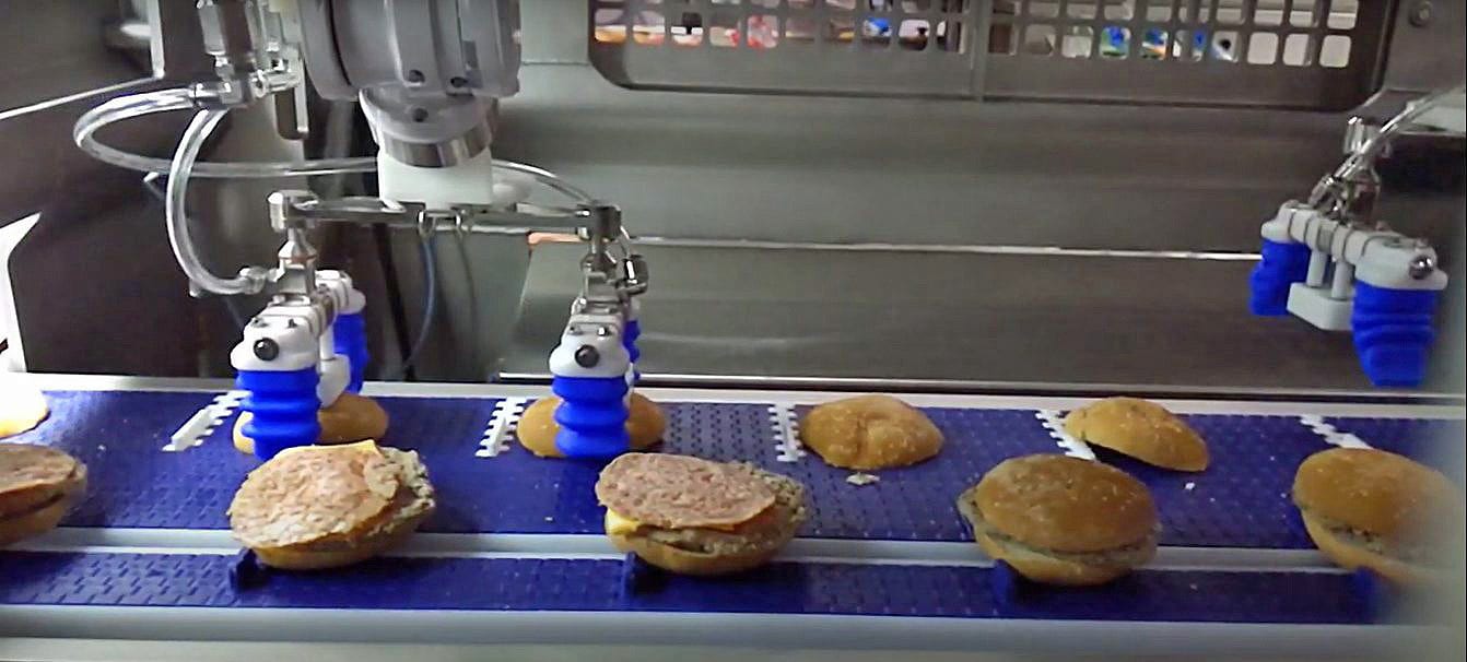 This sandwich assembly line can make 16 different sandwich types and as many as 42 different SKUs