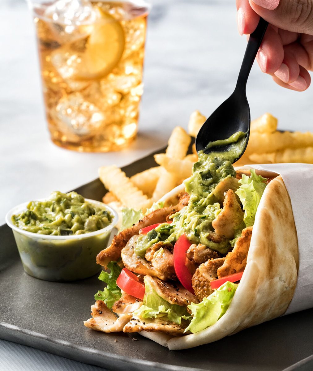 Simpot Greek Gyro With Cucumber Tzatziki Avocado And Fries