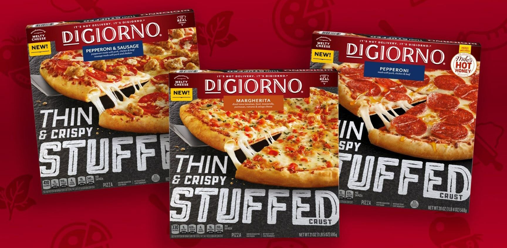 Fast fooDIGIORNO Thin And Crispy STUFFED Crust Pizza Varietiesd, Ingredient, Cuisine, Pizza, Recipe, Dish, Font