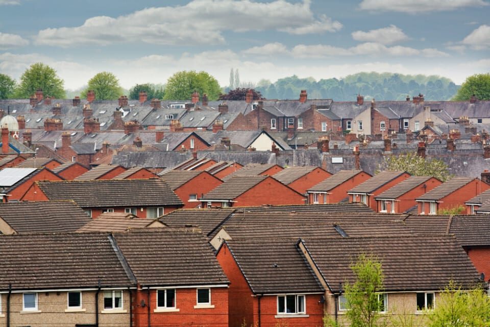 Residential area, Sky, Cloud, Property, Building, Window, House, Tree, Neighbourhood, Roof