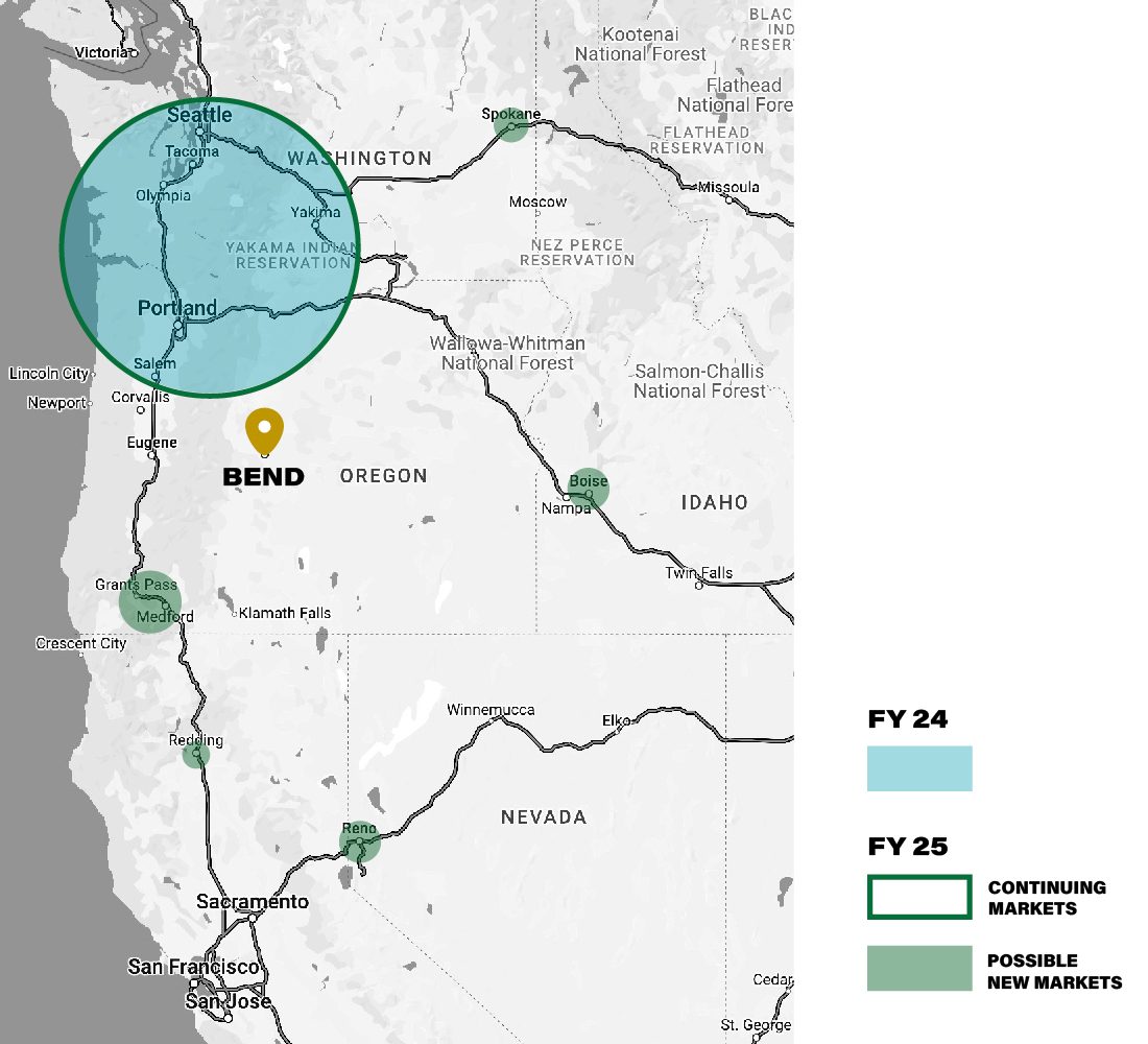 Visit Bend target markets for FY25