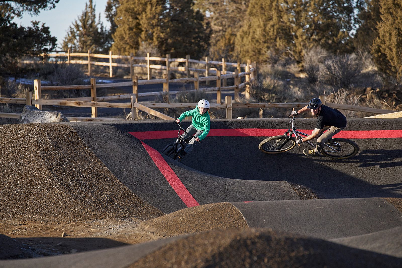 The new pump track at Big Sky Bike Park in Bend, OR