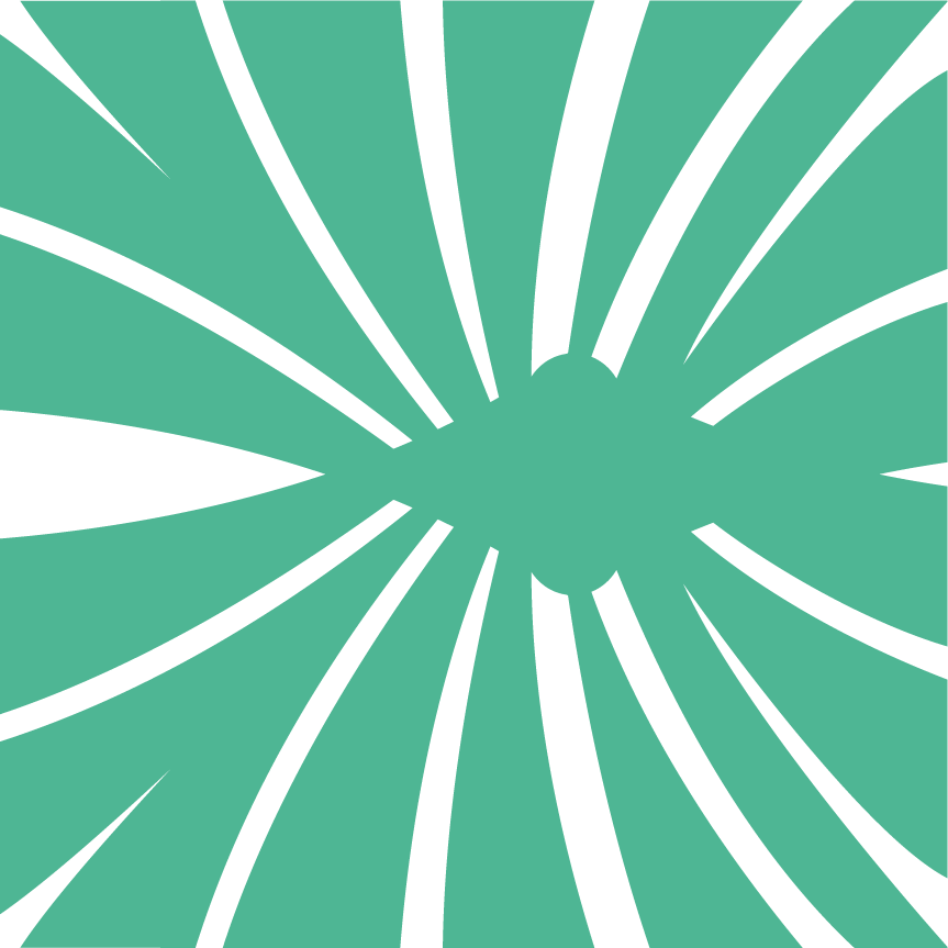 Teal and dark green abstract eye-like radial pattern.