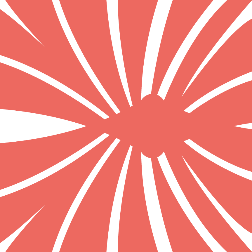 Coral and green sunburst pattern.