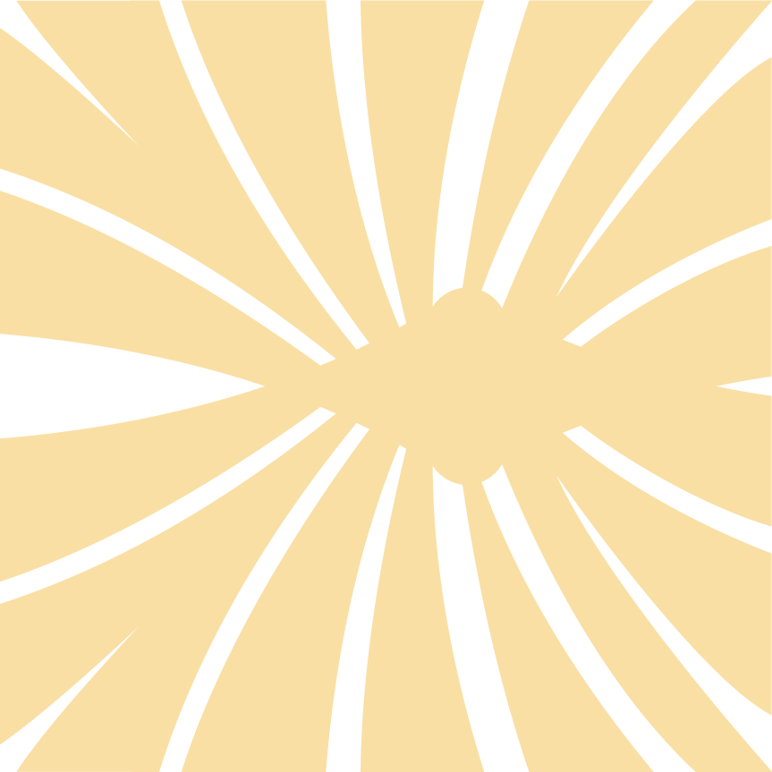 Yellow sunburst with oval center on dark green.