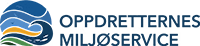 Logo: abstract wave in blue/orange/green, text "OPPDRETTERNES MILJØSERVICE" in blue.
