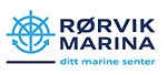 RØRVIK MARINA logo with blue steering wheel/anchor and text 'ditt marine senter'.