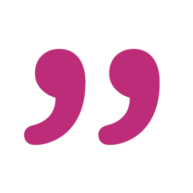 Magenta quotation marks.
