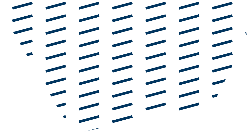Dark teal background with a perspective grid of dark blue slanted bars.