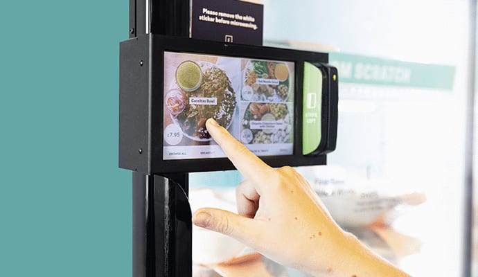 Person using the MiniMarket interface