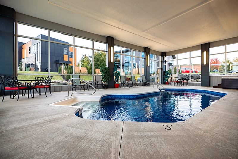 Swimming pool, Interior design, Water, Building, Plant, Shade, Leisure