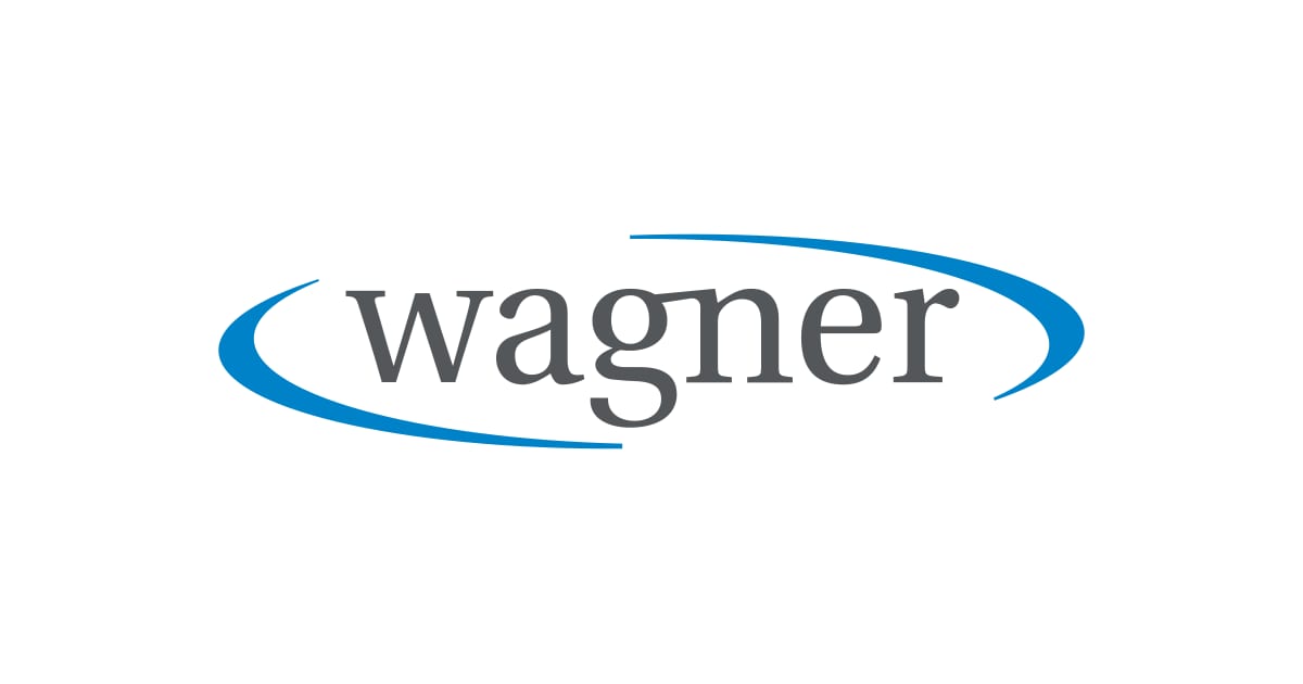 The Wagner logo features the word 'wagner' in grey text, embraced by two blue curved lines.