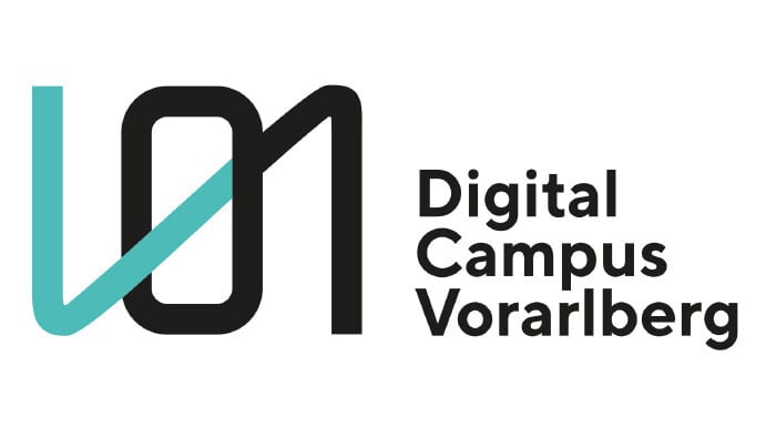 Digital Campus Vorarlberg logo: stylized black and teal 'UM' or '01'.