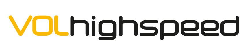 "VOLhighspeed" logo, "VOL" in yellow, "highspeed" in dark grey.