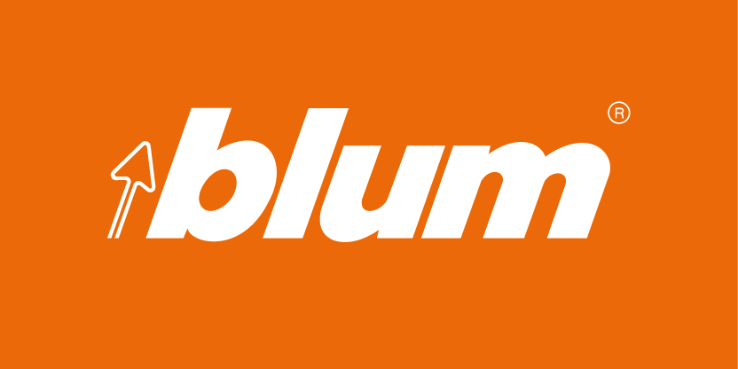 Blum logo: white stylized text with an upward arrow on an orange background.