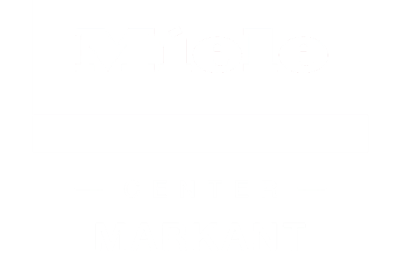 White Miele logo with "CENTER MARKANT" text and a horizontal white bar on a dark green background.