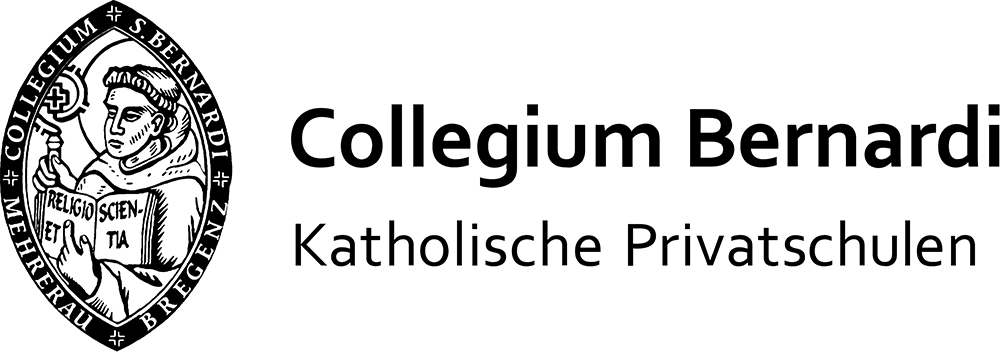 Logo: crest with a monk reading, and text "Collegium Bernardi Katholische Privatschulen."