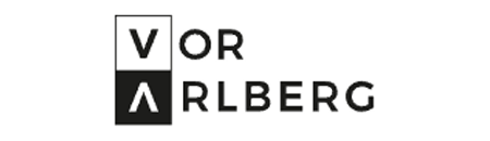 Logo for VORARLBERG with a stacked V and A on the left, and OR RLBERG to the right.