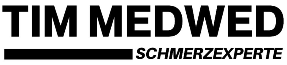 Text logo: "TIM MEDWED" in large black letters, with "SCHMERZEXPERTE" below, preceded by a black bar.