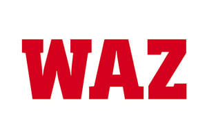 The WAZ logo, featuring the letters 'WAZ' in bold red font on a white background.