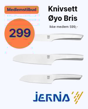 Jernia ad: Øyo Bris knife set. Member offer: 299 kr (was 599 kr).
