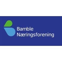 Bamble Næringsforening logo with abstract green and blue shapes.