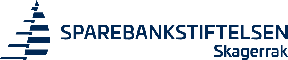 Logo of Sparebankstiftelsen Skagerrak with a dark blue stylized ascending geometric design.