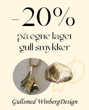 -20% on handmade gold jewelry by Gullsmed WinbergDesign.