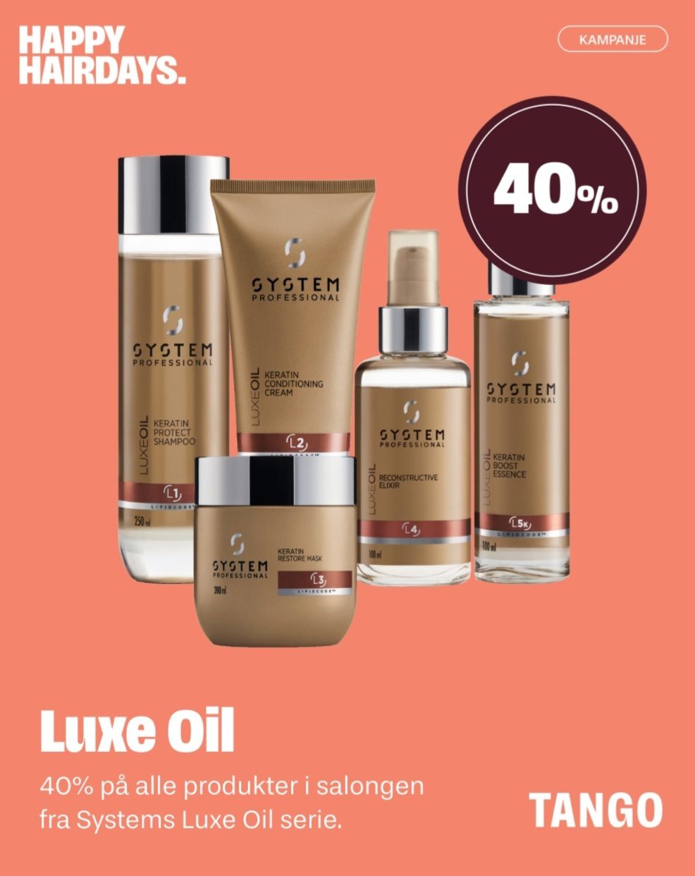 Happy Hairdays: System Professional Luxe Oil hair products on sale for 40% off.