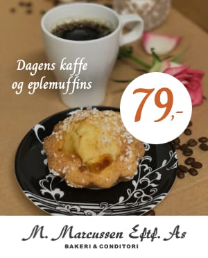 Today's coffee and apple muffin for 79,- from M. Marcussen Eftf. As bakery.